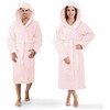 Medvilninis frotinis chalatas su gobtuvu, unisex viešbučio stiliaus, 450 g/m², kelių ilgio, pudros rožinė spalva, XXL dydis, vonios chalatas