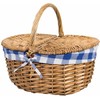 Wicker Picnic Basket, rudas, tamsiai mėlynas audinys