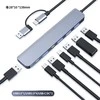 Avernus USB Šakotuvas Hub 7in1 USB A / USB C į USB 3.0 / 4 x USB 2.0 / USB C DC x 2