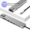 Avernus USB Šakotuvas Hub 8in1 USB C x2 / USB 3.0 x2 / RJ45 / HDMI / SD card reader / TF