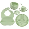 Silikoninis indų rinkinys kūdikiams, žalias, 7 dalių