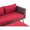 Mville 2 vietų sofa Molde su pufy, apvalus rotangas, rudai dryžuotas, 40 cm (Tamsiai rudas)
