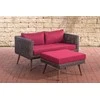 Mville 2 vietų sofa Molde su pufy, apvalus rotangas, rudai dryžuotas, 40 cm (Tamsiai rudas)