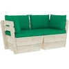 Lauko baldų komplektas Dvivietė sodo sofa iš palečių su pagalvėlėmis, eglės mediena