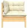 Dvivietė sodo sofa su kreminėmis pagalvėlėmis, pušies masyvas