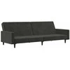 Dvivietė sofa-lova, tamsiai pilkos spalvos, aksomas