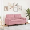 Dvivietė sofa su pagalvėlėmis, rožinės spalvos, 140cm, aksomas