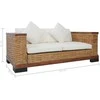 Dvivietė sofa su pagalvėlėmis, rudos sp., natūralus ratanas