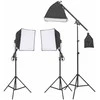 Fotostudijos rinkinys su šviestuvais, fonu ir reflektoriumi