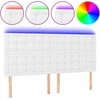 Galvūgalis su LED, baltos spalvos, 180x5x118/128cm dirbtinė oda