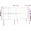 Galvūgalis su LED, šviesiai pilkas, 203x16x118/128cm, aksomas