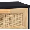 Konsolinis staliukas, juodas, 80x30x75cm, pušis ir ratanas