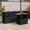 Sofa Sodo komplektas su pagalvėlėmis, 5 dalių, juodas, poliratanas