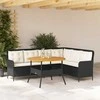 Sofa Sodo komplektas su pagalvėlėmis, 2 dalių, juodas, poliratanas