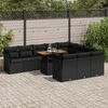 Sofa Sodo komplektas su pagalvėlėmis, 11 dalių, juodas, poliratanas