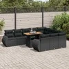 Sofa Sodo komplektas su pagalvėlėmis, 11 dalių, juodas, poliratanas