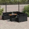 Sofa Sodo komplektas su pagalvėlėmis, 9 dalių, juodas, poliratanas