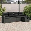 Sofa Sodo komplektas su pagalvėlėmis, 5 dalių, juodas, poliratanas