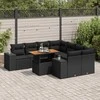 Sofa Sodo komplektas su pagalvėlėmis, 9 dalių, juodas, poliratanas