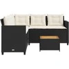Sodo sofa su stalu/pagalvėlėmis, juoda, poliratanas, L formos