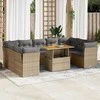 Sofa Sofos komplektas su pagalvėlėmis, 10 dalių, smėlio, poliratanas