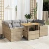 Sofa Sofos komplektas su pagalvėlėmis, 7 dalių, smėlio, poliratanas
