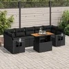 Sofa Sofos komplektas su pagalvėlėmis, 8 dalių, juodas, poliratanas