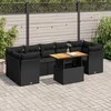 Sofa Sofos komplektas su pagalvėlėmis, 8 dalių, juodas, poliratanas