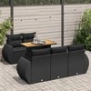 Sofa Sofos komplektas su pagalvėlėmis, 6 dalių, juodas, poliratanas