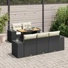 Sofa Sofos komplektas su pagalvėlėmis, 6 dalių, juodas, poliratanas
