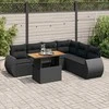 Sofa Sofos komplektas su pagalvėlėmis, 7 dalių, juodas, poliratanas