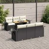 Sofa Sofos komplektas su pagalvėlėmis, 7 dalių, juodas, poliratanas