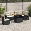 Sofa Sofos komplektas su pagalvėlėmis, 7 dalių, juodas, poliratanas