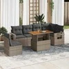 Sofa Sofos komplektas su pagalvėlėmis, 7 dalių, pilkas, poliratanas