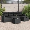 Sofa Sofos komplektas su pagalvėlėmis, 6 dalių, juodas, poliratanas