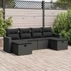 Sofa Sofos komplektas su pagalvėlėmis, 6 dalių, juodas, poliratanas