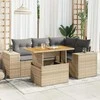 Sofa Sofos komplektas su pagalvėlėmis, 5 dalių, smėlio, poliratanas