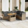 Sofa Sofos komplektas su pagalvėlėmis, 7 dalių, smėlio, poliratanas