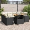 Sofa Sofos komplektas su pagalvėlėmis, 7 dalių, juodas, poliratanas