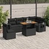 Sofa Sofos komplektas su pagalvėlėmis, 7 dalių, juodas, poliratanas