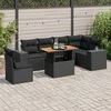 Sofa Sofos komplektas su pagalvėlėmis, 7 dalių, juodas, poliratanas