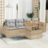 Sofa Sofos komplektas su pagalvėlėmis, 5 dalių, smėlio, poliratanas
