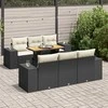Sofa Sofos komplektas su pagalvėlėmis, 7 dalių, juodas, poliratanas