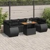 Sofa Sofos komplektas su pagalvėlėmis, 8 dalių, juodas, poliratanas