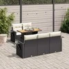 Sofa Sofos komplektas su pagalvėlėmis, 6 dalių, juodas, poliratanas