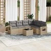 Sofa Sofos komplektas su pagalvėlėmis, 7 dalių, smėlio, poliratanas