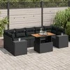 Sofa Sofos komplektas su pagalvėlėmis, 8 dalių, juodas, poliratanas