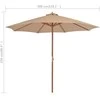 Lauko skėtis nuo saulės su mediniu stulpu, taupe spalvos, 300cm
