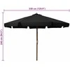 Lauko skėtis nuo saulės su mediniu stulpu, juodas, 330cm