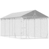 Lauko voljeras šunims su stogu, sidabrinis, 3x6x2,5m, plienas